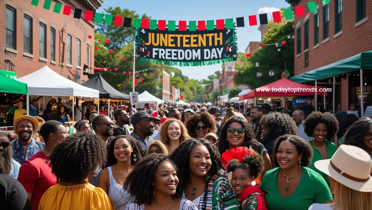 Juneteenth 2025 festival in the USA with vibrant celebrations and cultural decorations